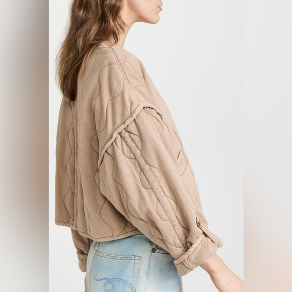 NWT FREE PEOPLE QUILTED JACKET DOLMAN SLEEVES WARM FALL COZY OVERSIZED LAYERING - Picture 3 of 16